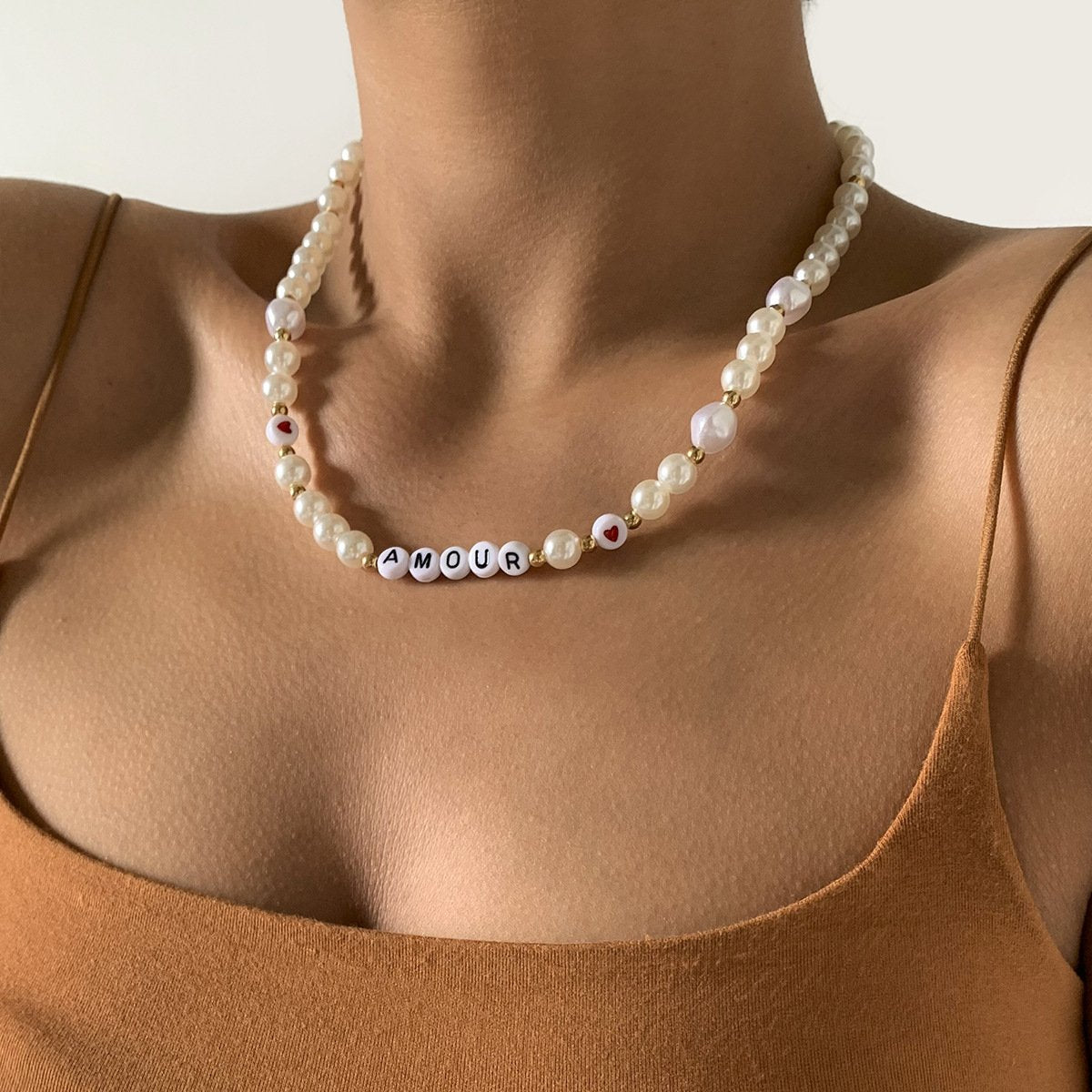 Jewelry Holiday Beaded Alphabet Necklace Women Bohemian Colorful Acrylic Single Layer Necklace