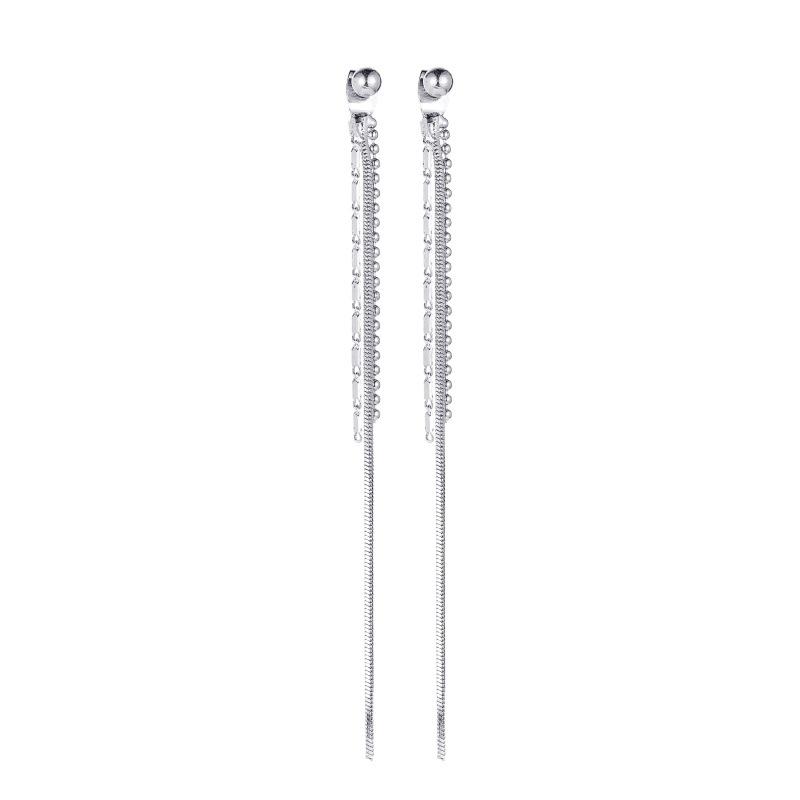 Popular Earrings Simple Lines Tassel Earline Temperament Long Snake Bone Tassel Earrings