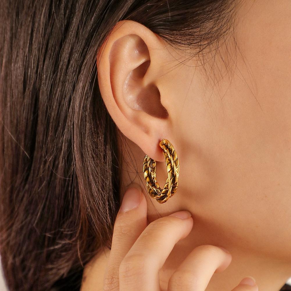 Jewelry Fashion Retro Exaggerated Snake Pattern C-shaped Earrings Creative Twisted Lines C-shaped Earrings Female