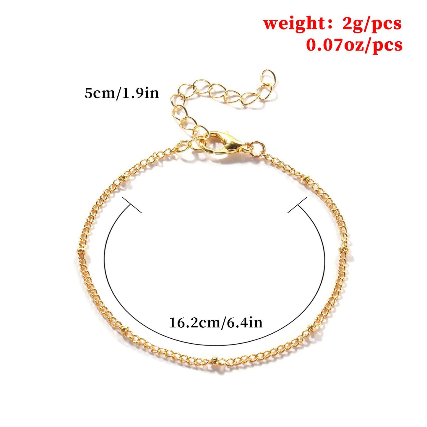 A single-layer bead bracelet with a length of 16.2 and a 5cm extension chain