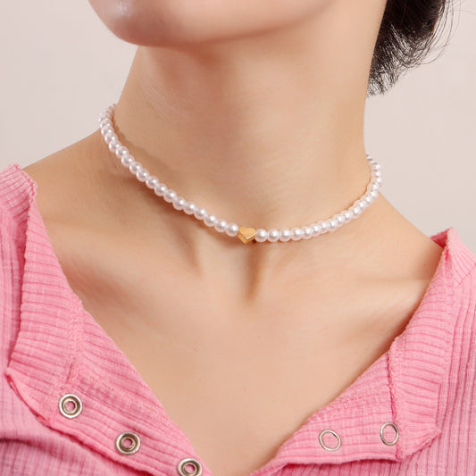 Jewelry colorful light luxury baroque pearl love necklace necklace female ins beaded necklace