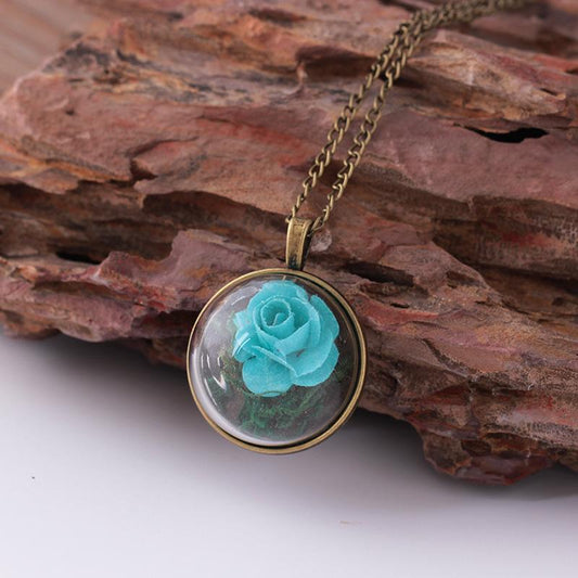 Personalized Retro Preserved Flower Pendant Fashion Semicircle Glass Ball Dried Flower Plant Necklace Necklace Jewelry