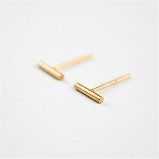Explosive style simple fashion round rod-shaped nail earrings popular all-match electroplating three-color