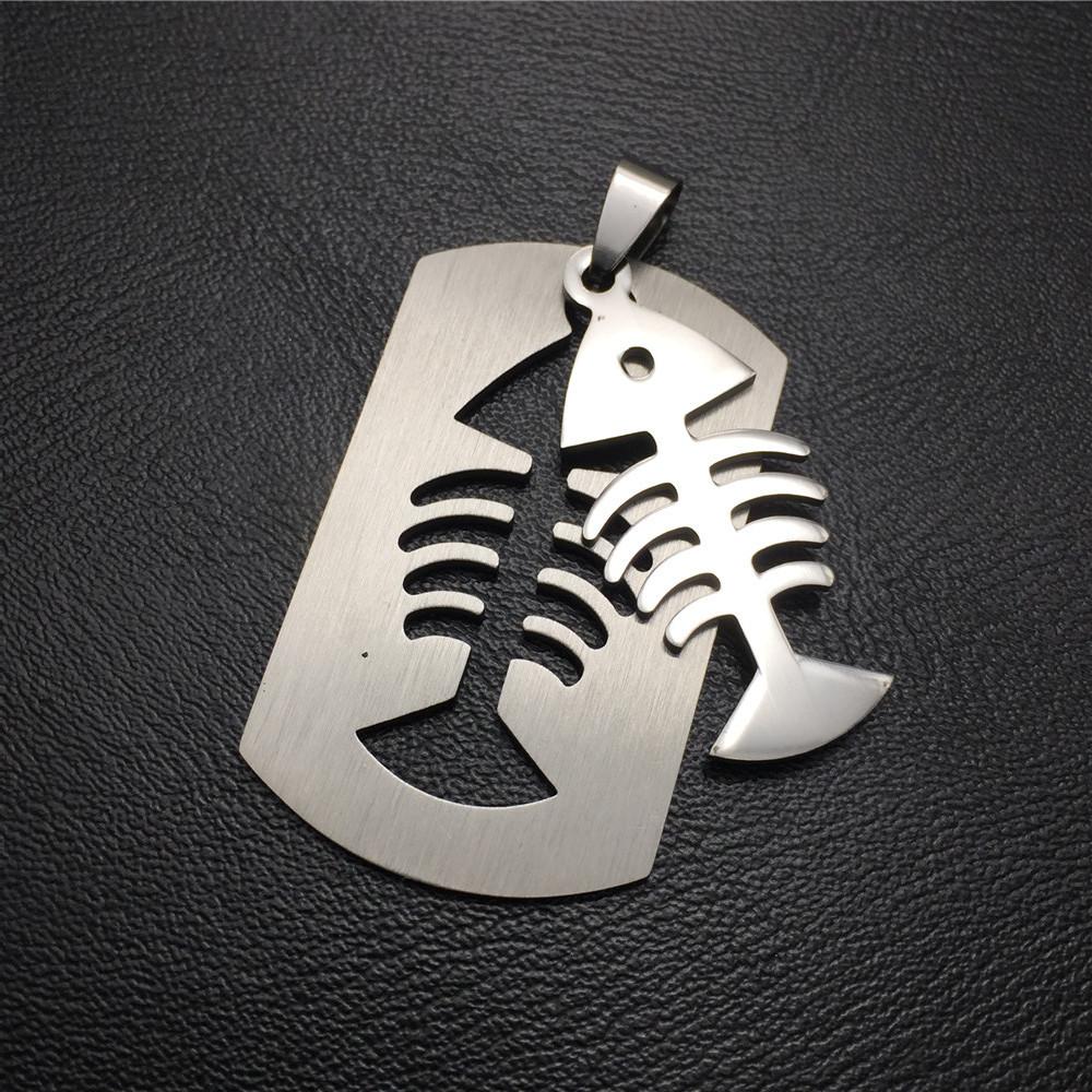 Gecko Flying Eagle Lizard Fish Bone Dragon Totem Double Layer Titanium Steel Pendant Necklace Stainless Steel Metal Accessories Collection