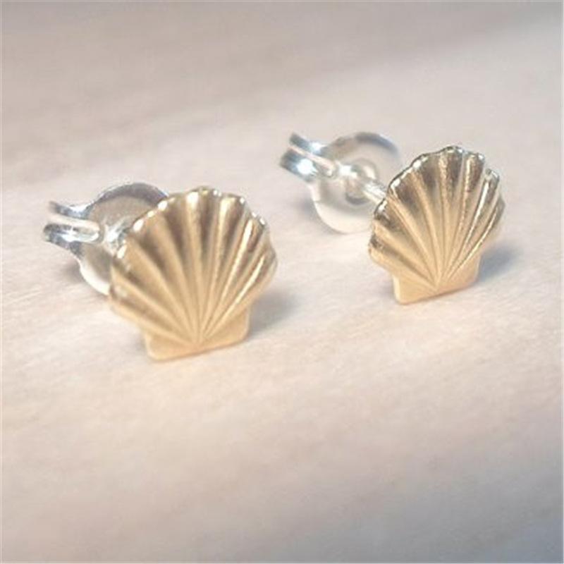 Grid Jewelry Simple Fashion Shell Small Fresh Earrings Beach Stroll Leisure Jewelry