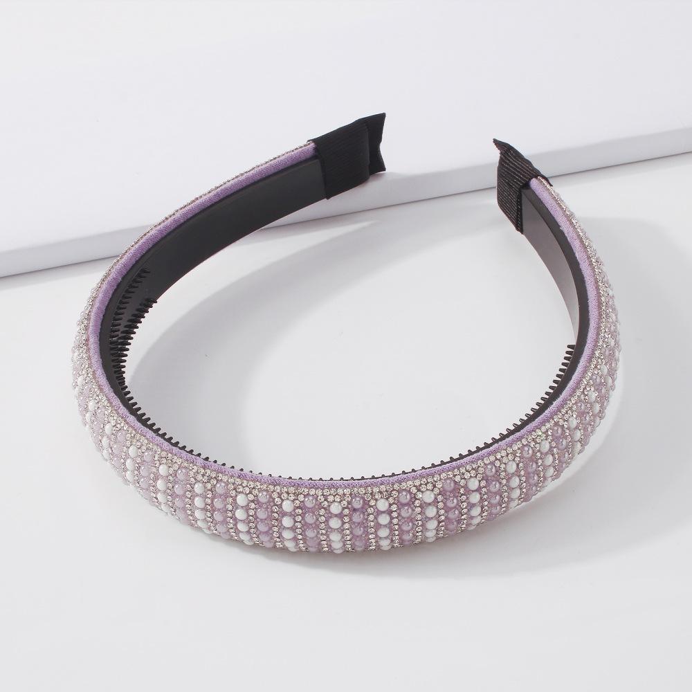 F391 Fashion Temperament Headwear Light Luxury Trend Personality Simple Diamond Inlaid Resin Slim Headband