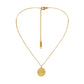 Original Design Personality Simple Stainless Steel Gold Round Coin Embossed Sun Necklace For Women