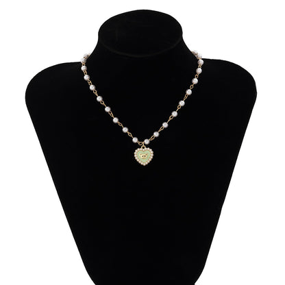 Jewelry sweet cool color animal single-layer necklace simple imitation pearl handmade bear heart-shaped necklace