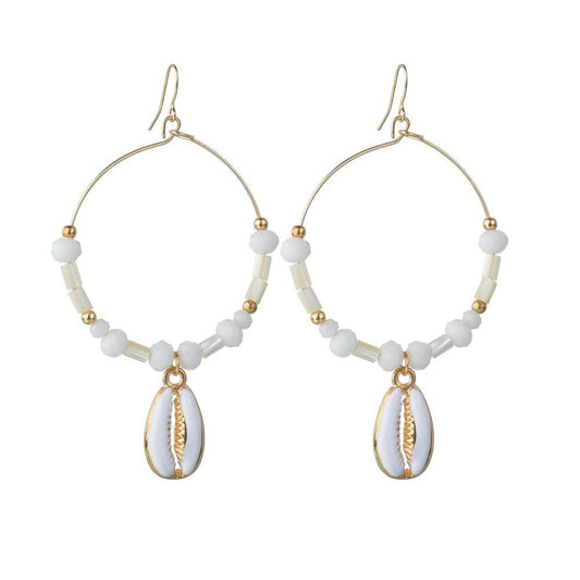 Accessories fresh and natural shell earrings dripping oil shell large circle metal earrings earrings