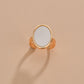 Fashion Simple Oval White Fitting Inlaid Adjustable Ring Women Accessories