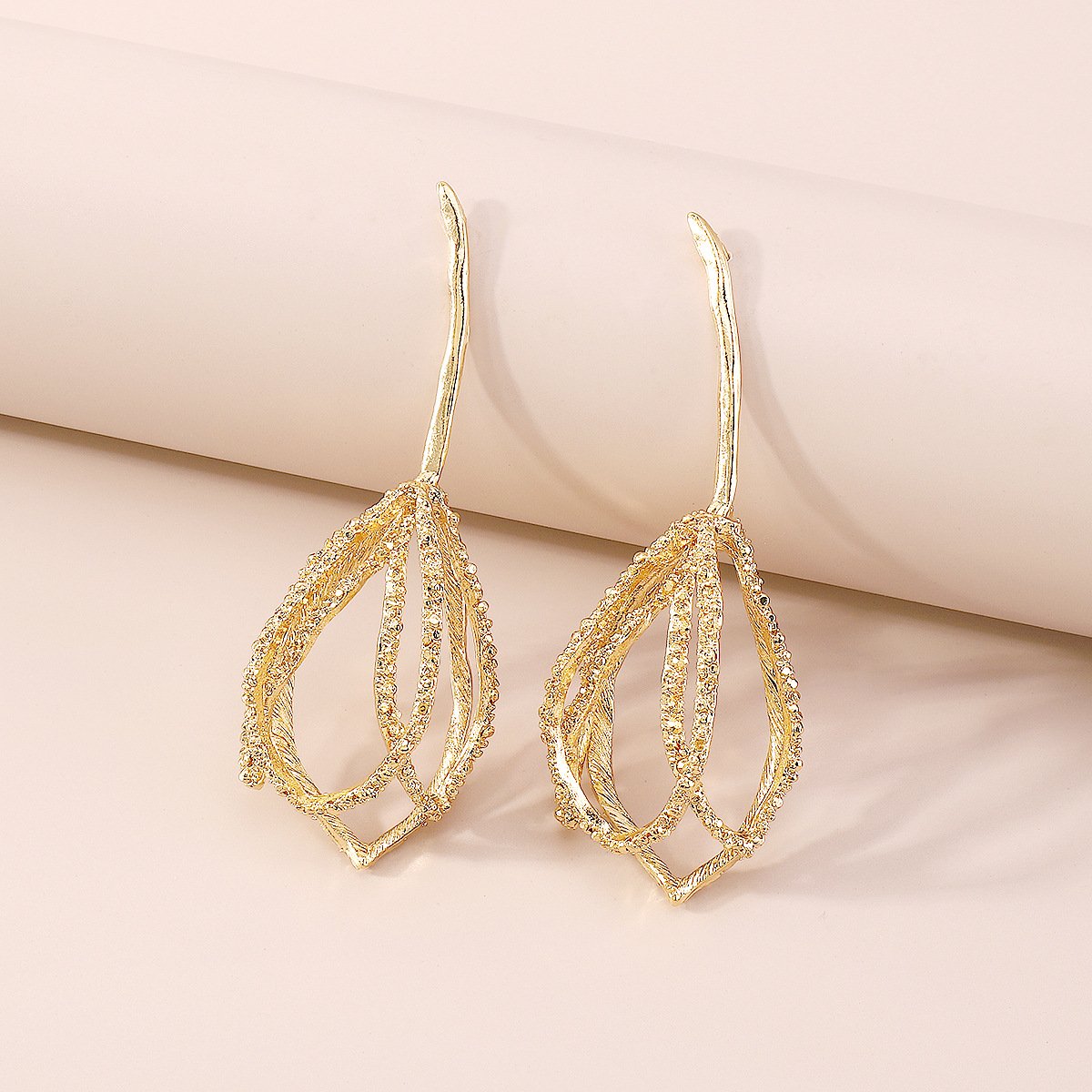 1853 Jewelry Three-dimensional Geometry Tulip Metal Earrings Exaggerated Simple Fashionable Personality Earrings