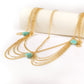 Jewelry multi-layer chain turquoise water drop head chain headdress female fashion Baroque headband headband