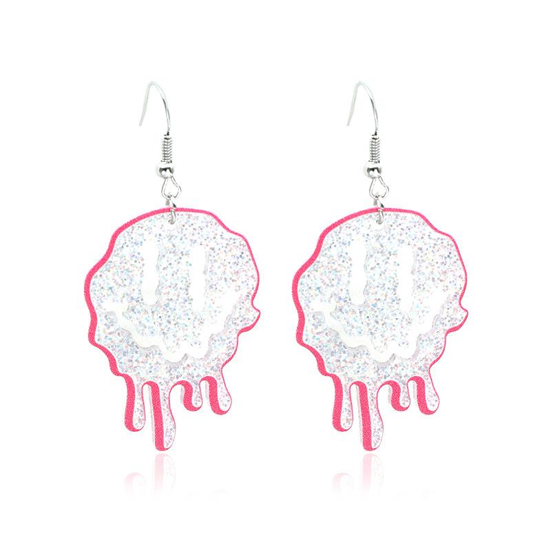 Gothic exaggerated acrylic irregular earrings ins transparent resin smiley face earrings Halloween