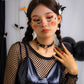 Dark Gothic Personality Alloy Necklace Necklace Sweet Cool Peach Heart Flame PU Collar Choker Necklace Female