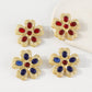 Retro Palace Geometric Flower Gemstone Earrings Personality Light Luxury Temperament Elegant Embossed Creative Earrings