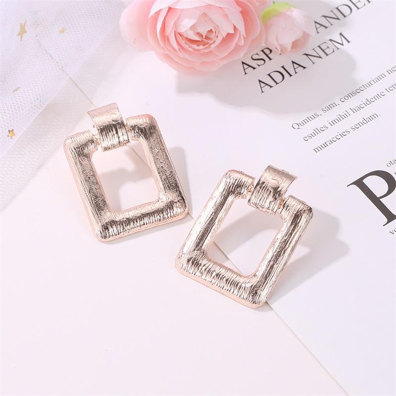 Earrings Simple Metal Brushed Earrings Stud Earrings Fashion Square Retro Earrings