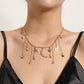 Jewelry Ladies Full Diamond Crescent Pentagram Pendant Necklace Rhinestone Tassel Short Sweater Necklace