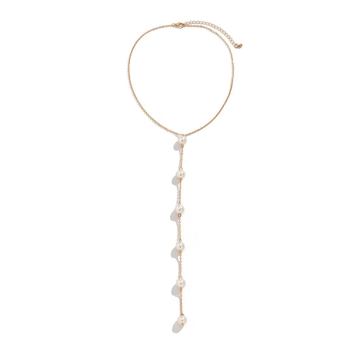 Jewelry Temperament Thin Chain Metal Necklace Female Simple Long Sexy Imitation Pearl Tassel Necklace