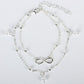 Fashion pearl 8-character anklet jewelry women's handmade beaded double-chain foot decoration beach foot decoration