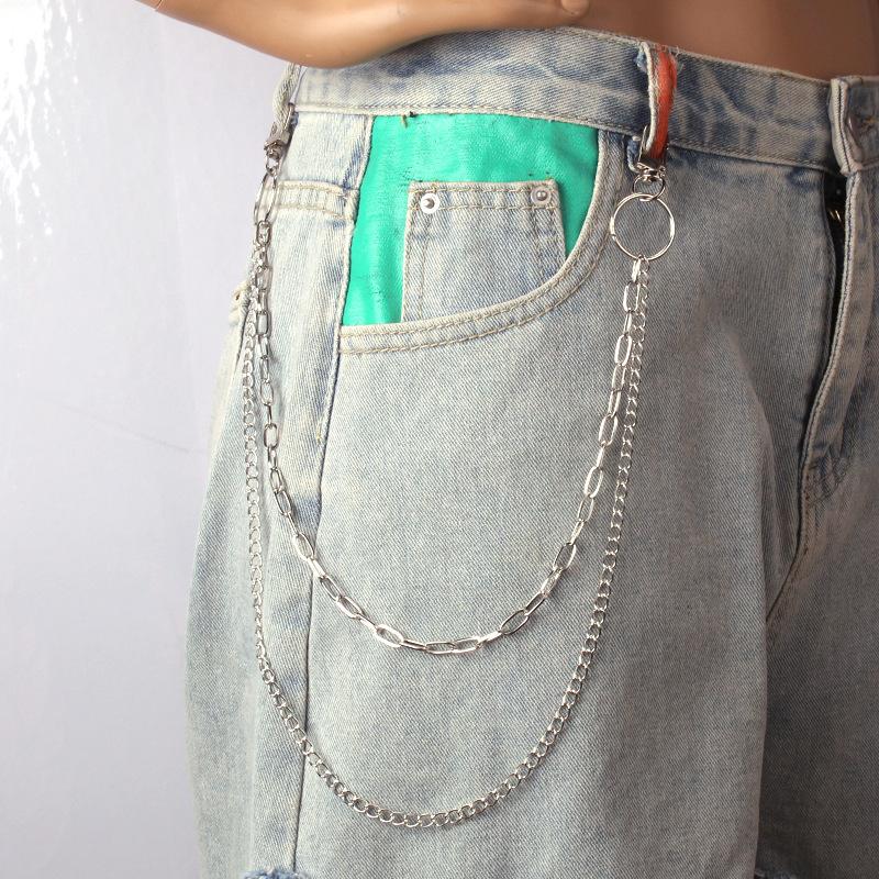 Trendy single product fashion men and women hip-hop dance decoration double-layer chain casual punk jeans waist chain