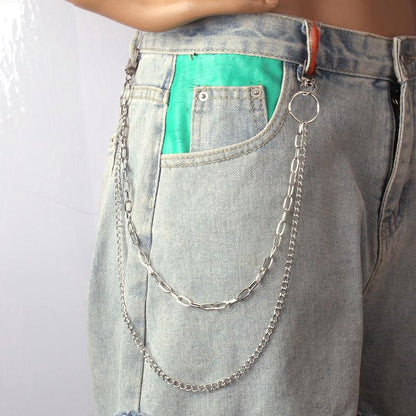 Trendy single product fashion men and women hip-hop dance decoration double-layer chain casual punk jeans waist chain