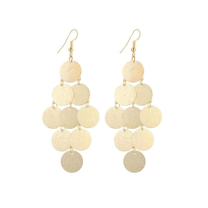 Fashion personality rhombus metal frosted disc ladies earrings popular earrings