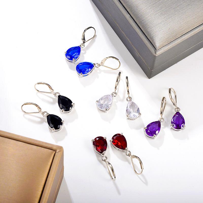 Creative earrings drop shape zirconium inlaid earrings fashion multi-color ladies earrings