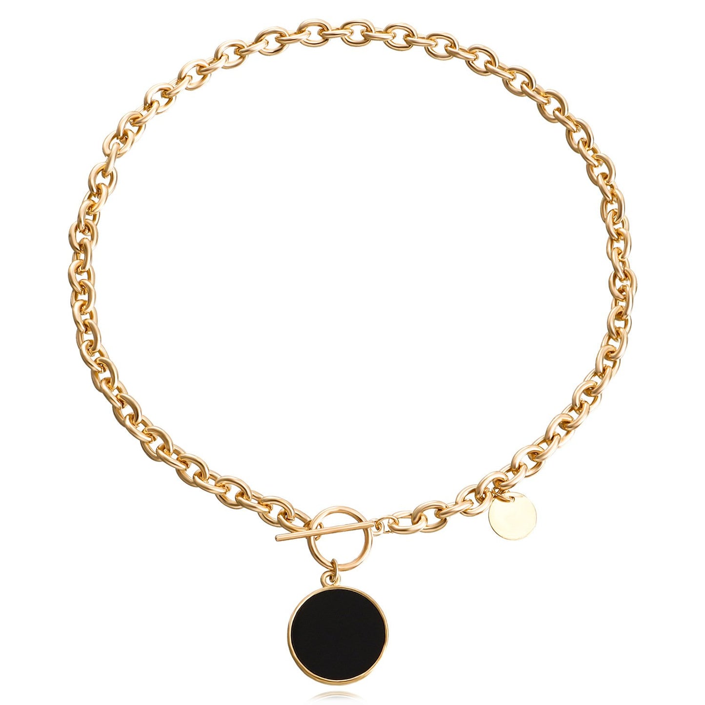 Jewelry wild berry exaggerated thick chain black mother-of-pearl necklace female trendy cool alloy sweater chain
