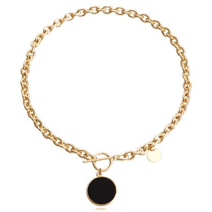 Jewelry wild berry exaggerated thick chain black mother-of-pearl necklace female trendy cool alloy sweater chain