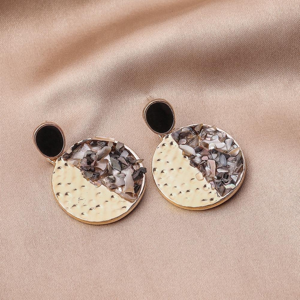 Ins geometric round color contrast drop oil earrings trendy temperament high-end earrings personality versatile accessories