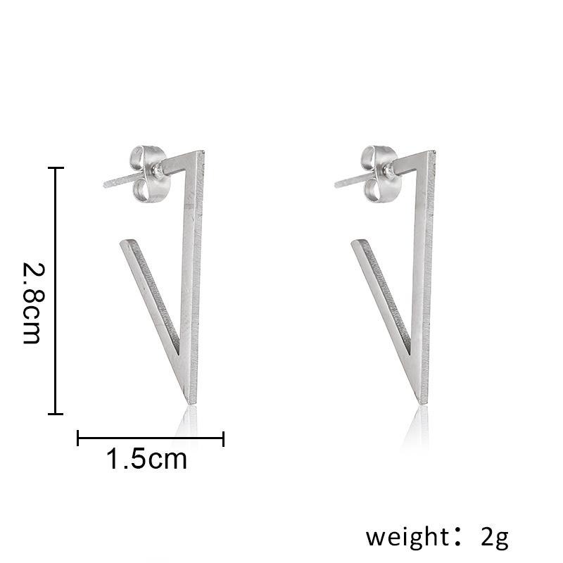Simple personality trend hip-hop punk men's stainless steel triangle geometric symmetrical stud earrings earrings earrings