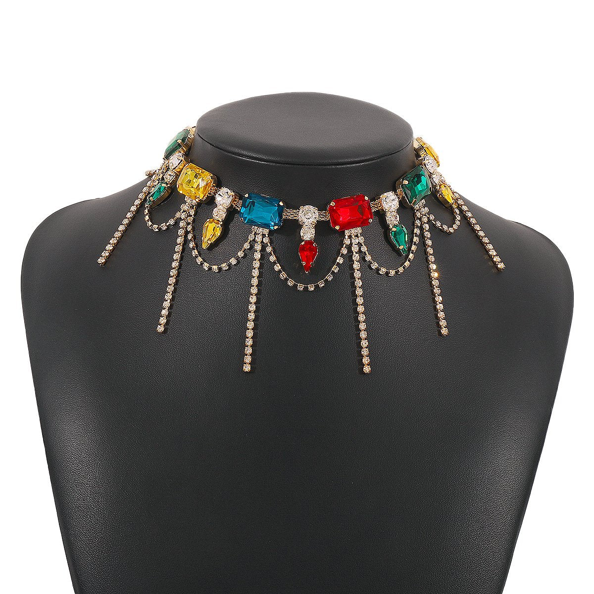 N1298 ethnic baroque fashion choker necklace claw chain tassel rhinestone temperament dinner dance necklace