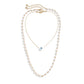 Jewelry Simple Eye Pendant Geometric Necklace Temperament Imitation Pearl Handmade Chain Double Layer Necklace