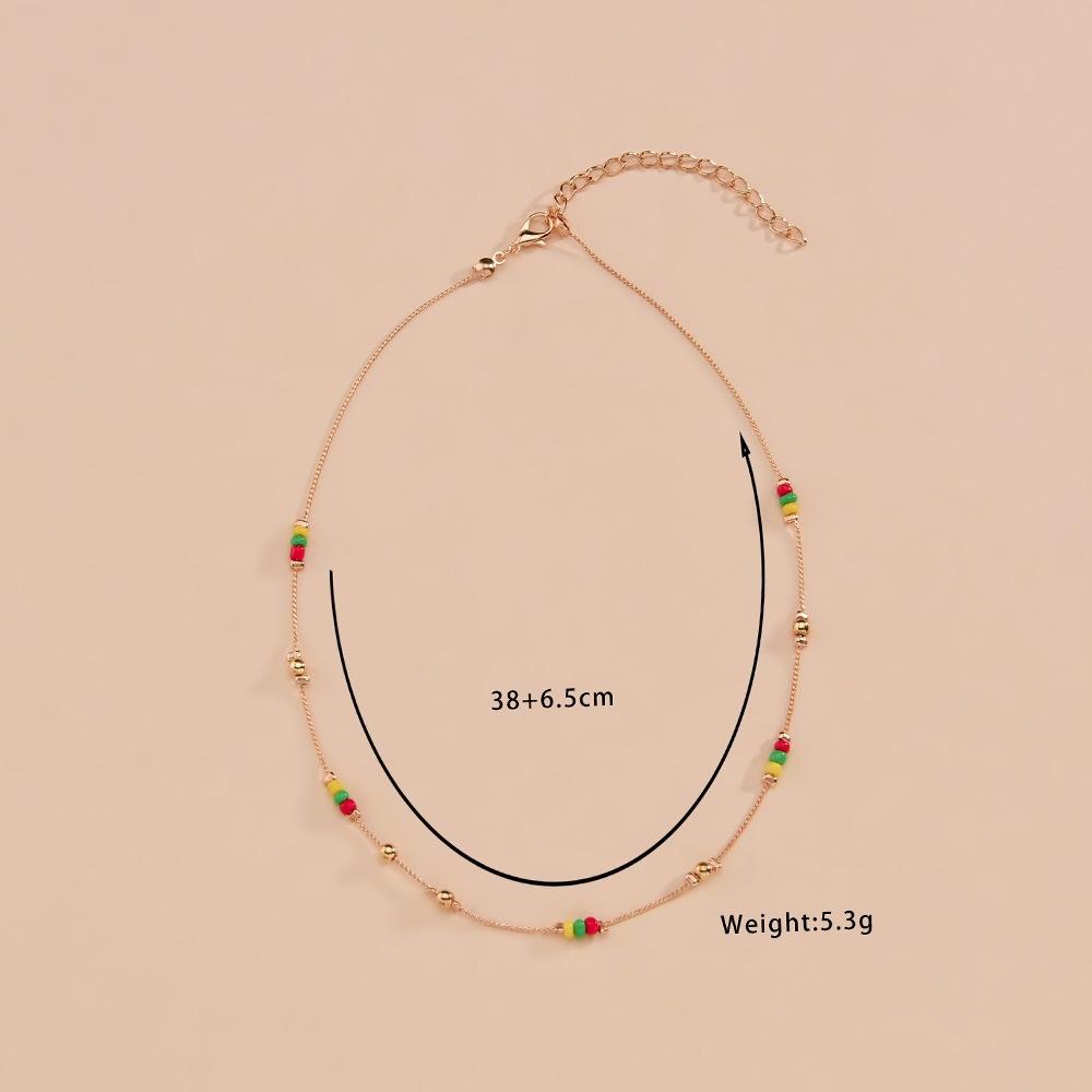 Bohemian Ethnic Color Rice Bead Necklace Fashion Clavicle Chain Necklace Accessories