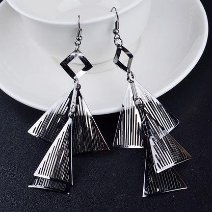 Multi-layer triangle personality hollow earrings vintage earrings earrings