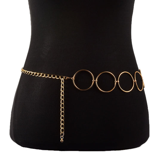 Jewelry Night Trenders Exaggerated Circle Body Chain Ladies Sexy Metal Punk Circle Waist Chain