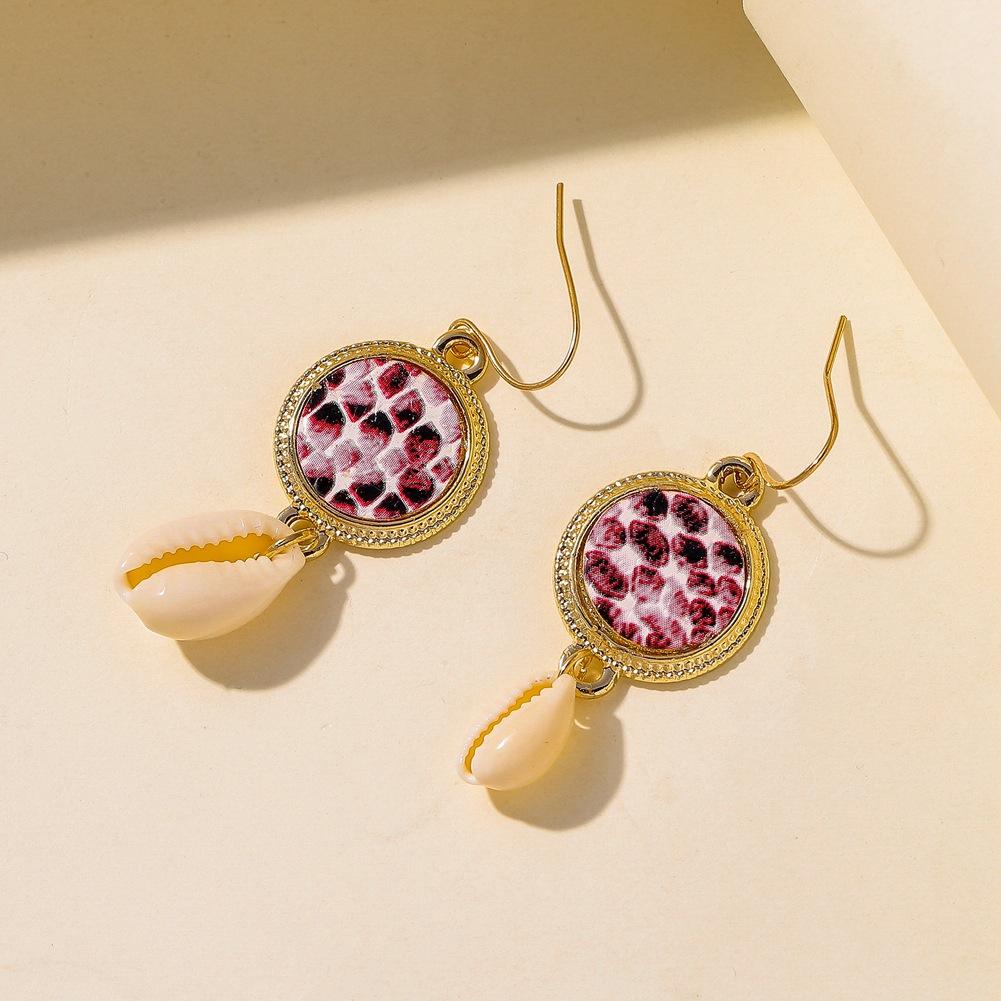 Jewelry Bohemian Colored Fish Scale Round Earrings Fashion Beach Fish Shell Ladies Earrings