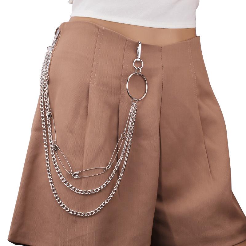 Jewelry niche retro pin chain waist chain ins Hong Kong cool handsome punk hip-hop fashion pants chain