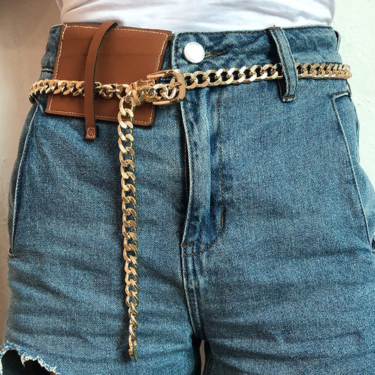 Jewelry Simple Thick Chain Fashion Belt Body Chain Personality Punk Metal Chain Jeans Chain