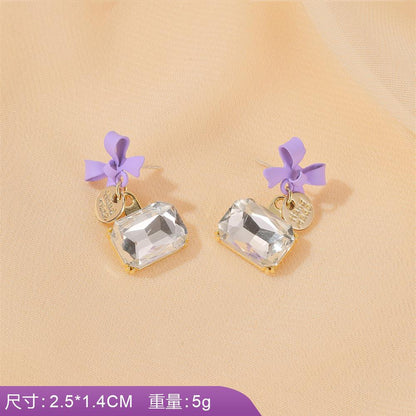 S925 silver needle earrings summer purple earrings simple small fresh earrings net red flower earrings