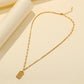 Stainless steel gold-plated square letter pendant ins cold simple trend retro collarbone necklace