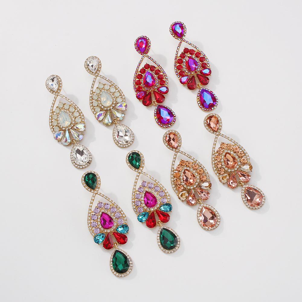 E9889 Personalized diamond long earrings high-end drop-shaped earrings fashion retro creative earrings for women