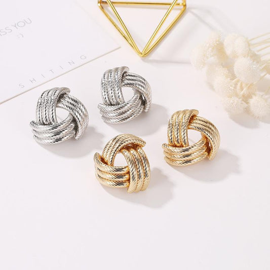 Exaggerated Earrings Geometric Cross Metal Pattern Stud Earrings Fashion Creative Accessories