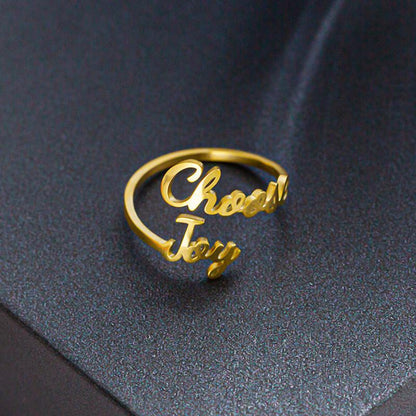 ChooseJoy Letter Ring Titanium Steel 18K Furnace Vacuum Plating Explosive Accessories