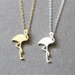 Cute Animal Red Crowned Crane Flamingo Pendant Necklace Fine Clavicle Chain Necklace