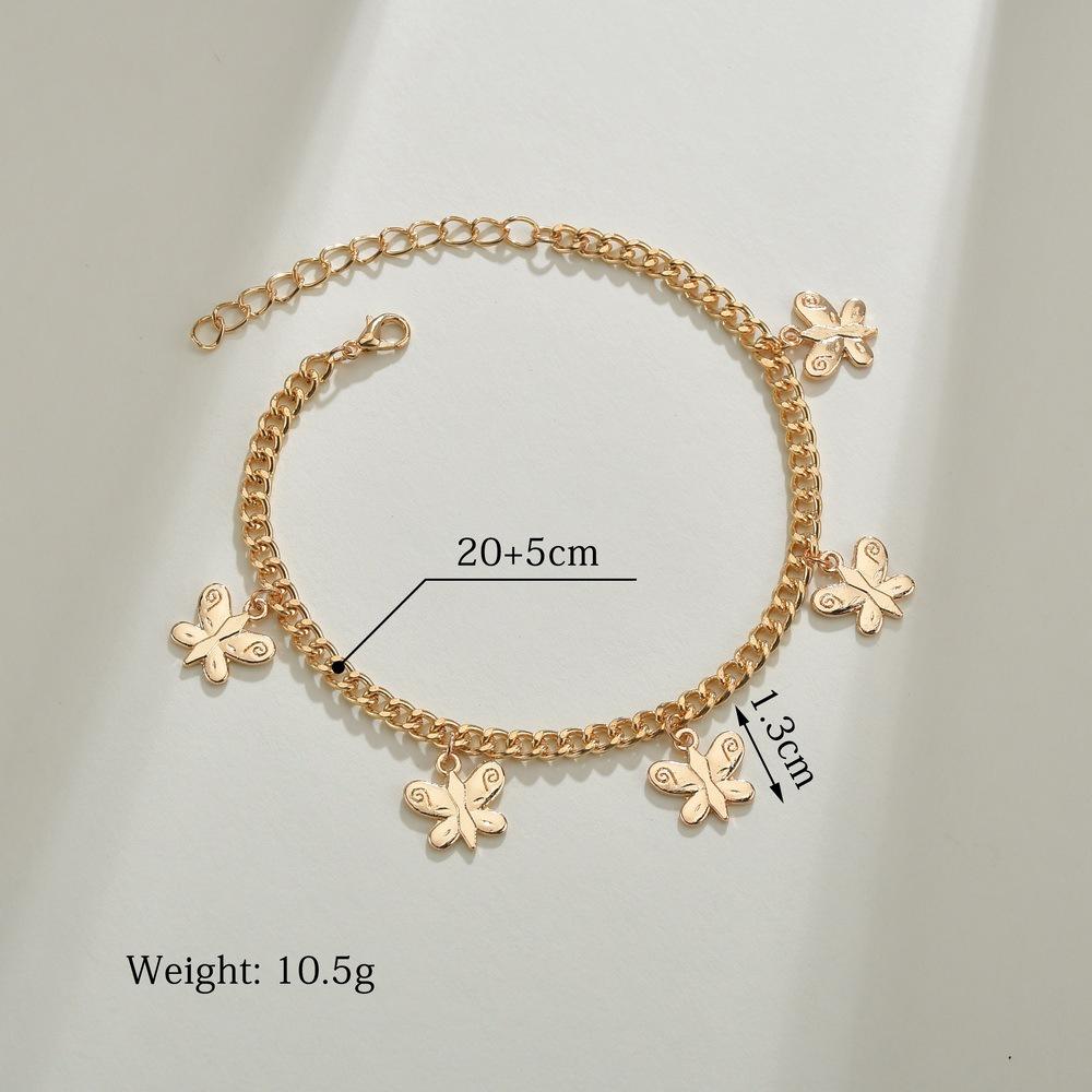 New simple summer beach foot decoration ins double-sided butterfly anklet metal chain foot decoration