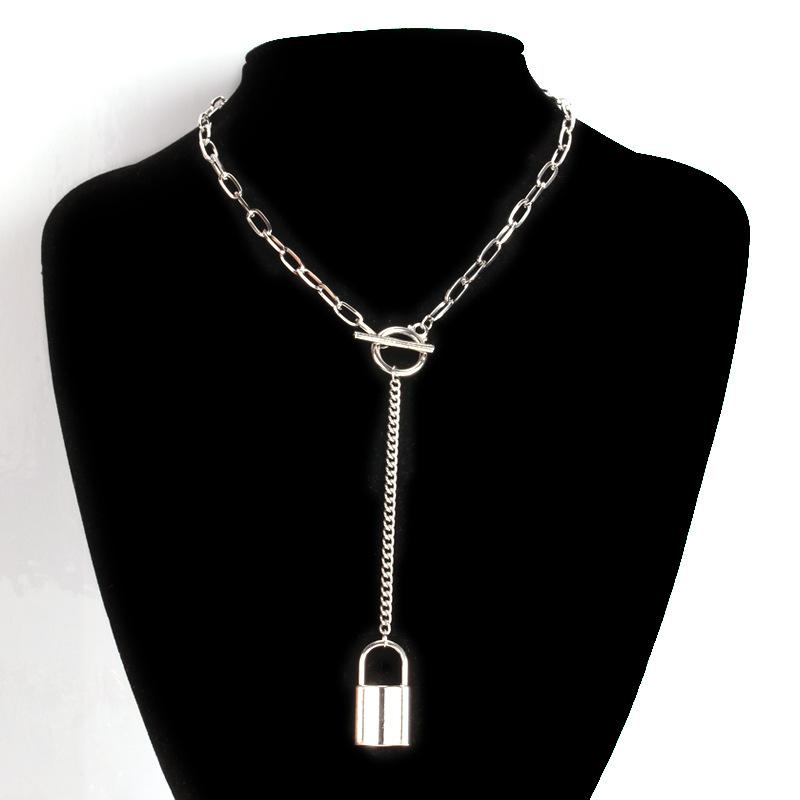 Jewelry Personality Punk Geometric Necklace Simple Padlock Pendant Necklace