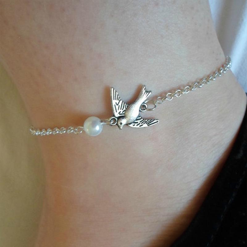 Fashion Jewelry Peace Dove Anklet Imitation Pearl Foot Ornament