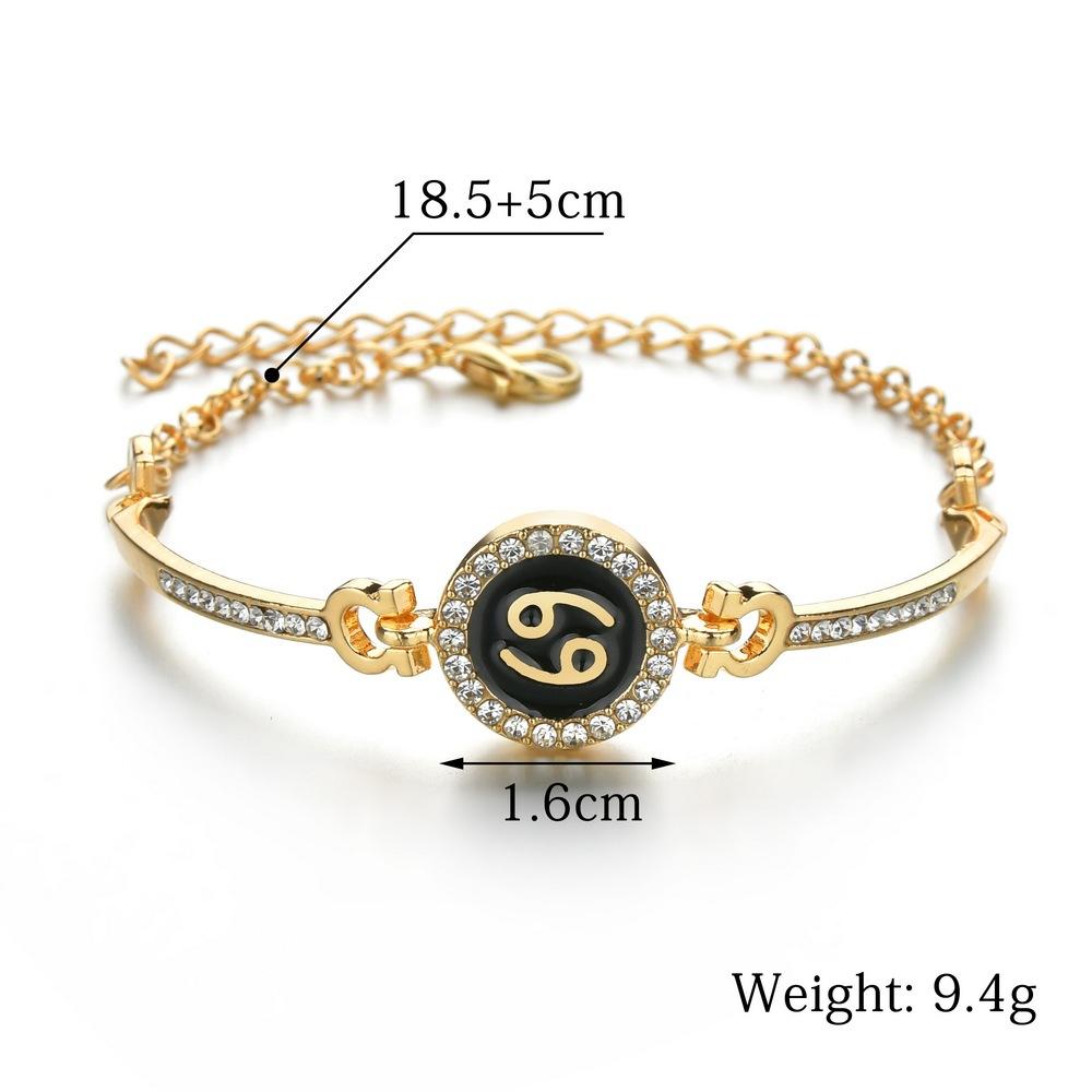 Accessories Fashion Drip Oil 12 Constellation Bracelet Gold Rhinestone Bracelet Female Jewelry