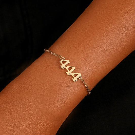 Explosive style light luxury fashion high-end hollow stainless steel lock golden angel number 444 bracelet